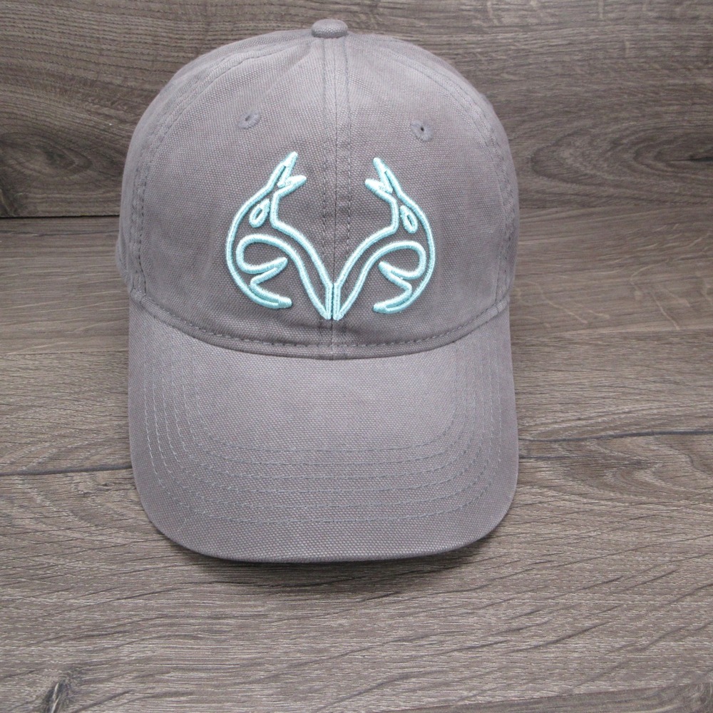Realtree Hat Cap Mens Adjustable Snap Back Gray Blue Hunting Fishing Outdoor